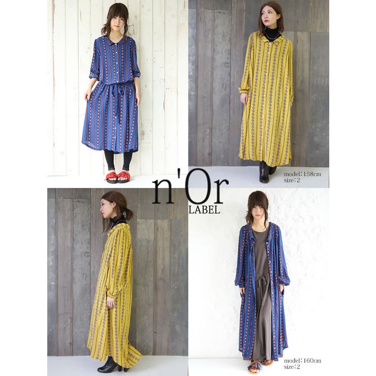N Orlabelレトロ柄ロングシャツワンピース 品番 Mitw Osharewalker オシャレウォーカー のレディースファッション通販 Shoplist ショップリスト
