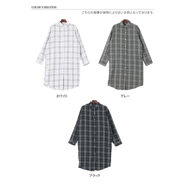 チェック柄ロング丈シャツ レディース トップス[品番