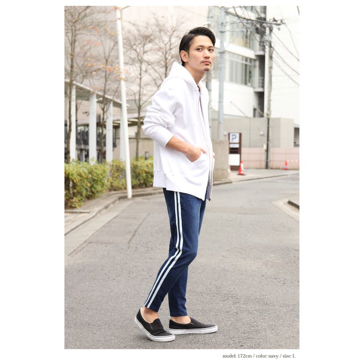 サイドラインスウェットカットデニムパンツ ユニセックス 男女