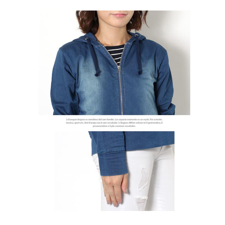 売れ筋商品|||マルコポーロ デニム パーカー・スウェットシャツ レディース アウター HOODED HIGH BOTTOM CUFF - Sweatshirt - blue depths マルコポーロ デニム レディース パーカー・スウェットシャツ