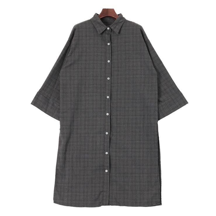グレンチェックロングシャツ レディース トップス[品番：JOKW0003975