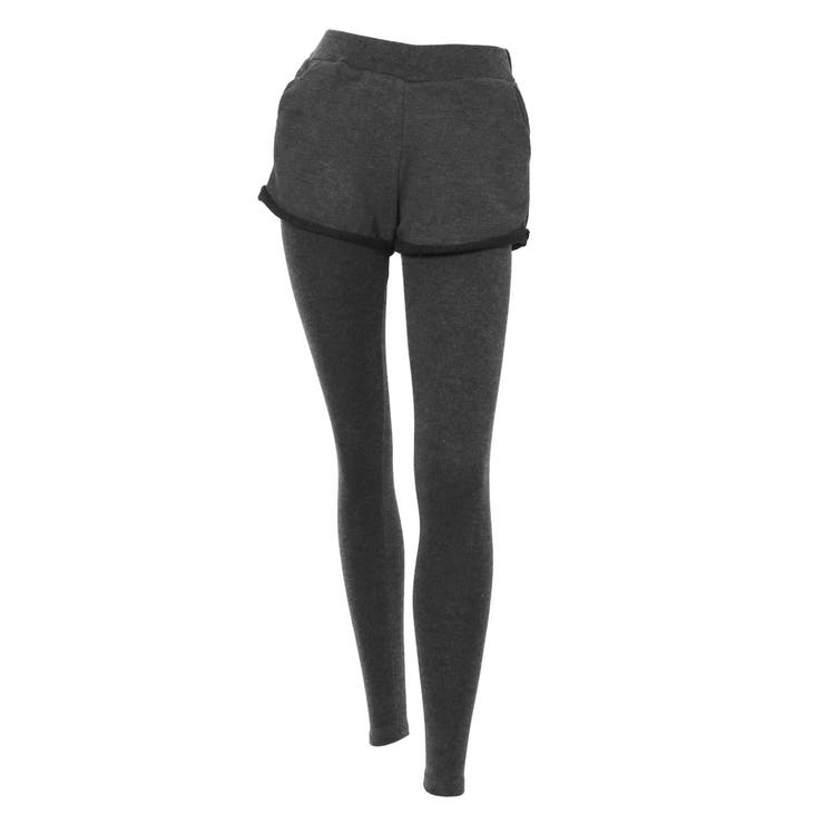 ショートパンツ付きレギンス レディース ショートパンツ[品番