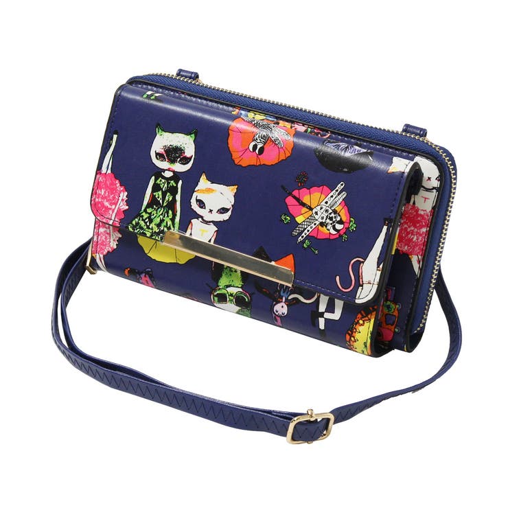 ねこ柄3wayお財布ポシェット レディース バッグ[品番：JOKW0005187