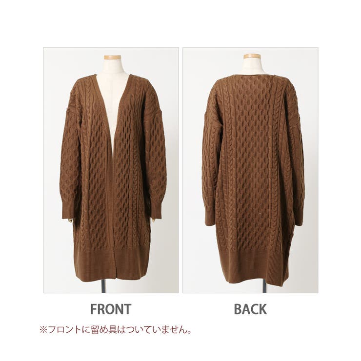 FACTOTUM アランケーブルニット ロングカーディガン アランケーブル編みロングニットカーディガン レディース