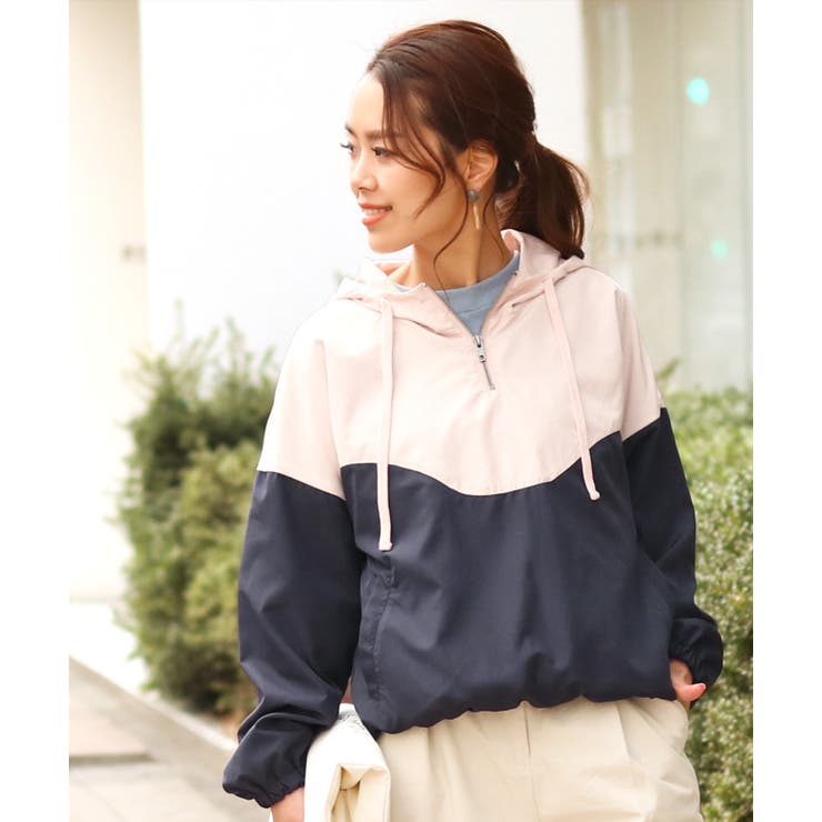 タフタバイカラーアノラックパーカー レディース トップス[品番