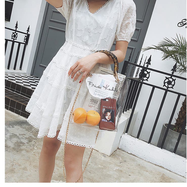 SALE【Anne Klein】バンブーハンドル★ポーチ付きバッグ 2Wayポーチ付きバンブーハンドルミニクリアバッグ[tr129