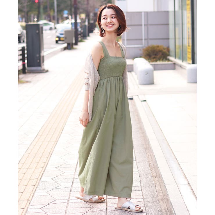 シャーリング サロペット パンツ セール】『シャーリングサロペットパンツ』（サロペット