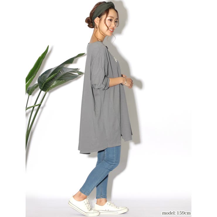 スリット入りテールカットロゴプリントチュニック レディース トップス 品番 Jokw Real Style リアルスタイル のレディースファッション通販 Shoplist ショップリスト