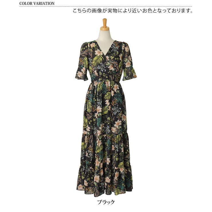 【お値下げしました】ebure ボタニカル半袖カシュクールワンピース 36 お値下げしました】ebure ボタニカル半袖カシュクールワンピース 36