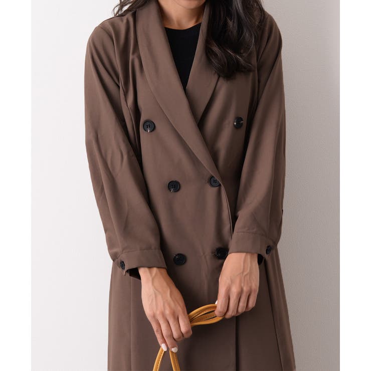 七分袖ウエストギャザーガウンコート レディース アウター[品番