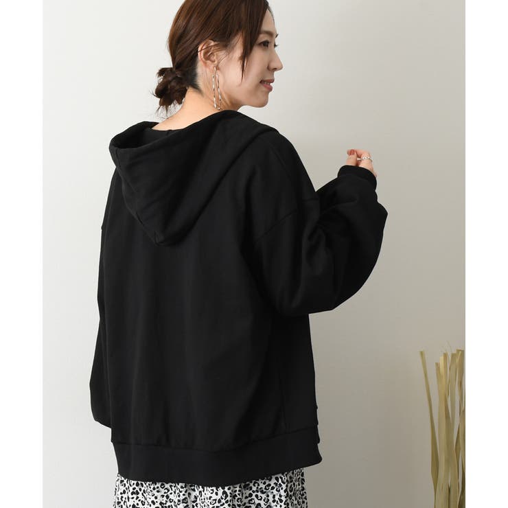 黒 フード付き パーカー バルーンスリーブ EMMA CLOTHES パーカー ラグランバルーンスリーブオーバーサイズ