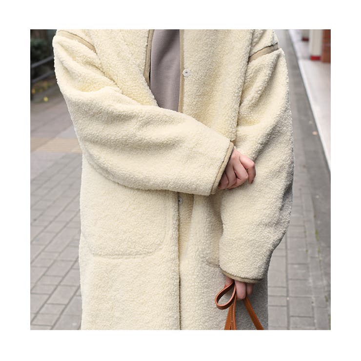 フェイクムートン×ボアリバーシブルパイピングロングコート レディース[品番：JOKW0009602]｜REAL  STYLE（リアルスタイル）のレディースファッション通販｜SHOPLIST（ショップリスト）