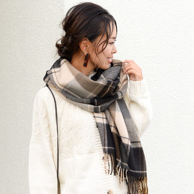 ≪しっかり厚手♪≫ウールタッチ無地＆タータンチェック大判ストール マフラー スヌ… | REAL STYLE | 詳細画像10 