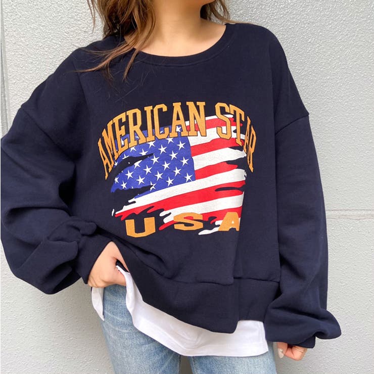 裏起毛usaプリントワイドスウェット レディース おしゃれ 品番 Jokw Real Style リアルスタイル のレディース ファッション通販 Shoplist ショップリスト