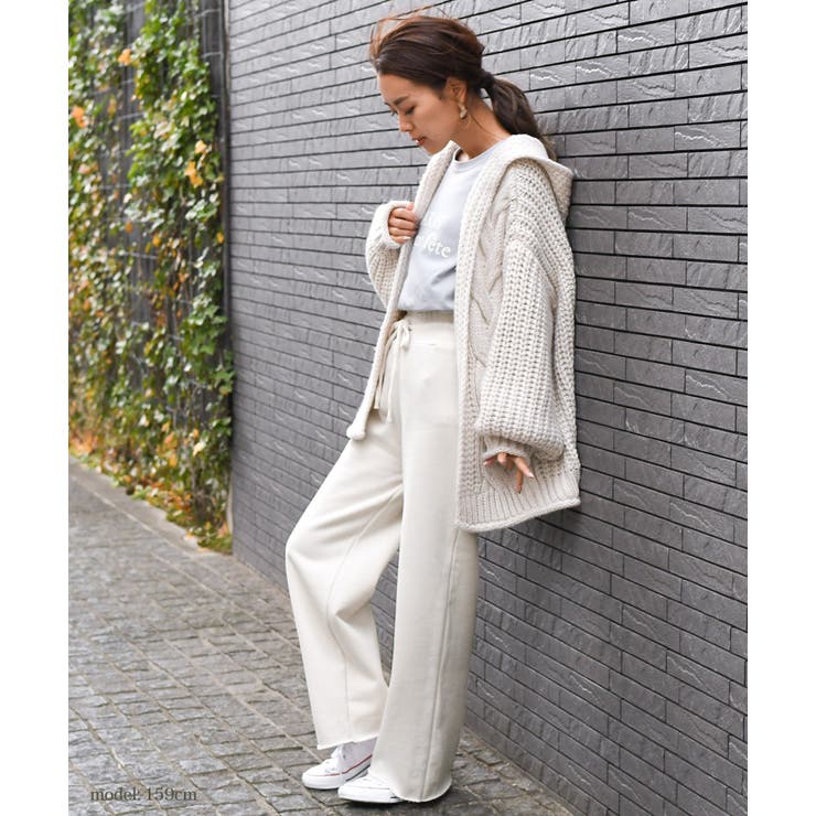 eLLa the selectshop 裏起毛ウエストシャーリングパンツ 黒