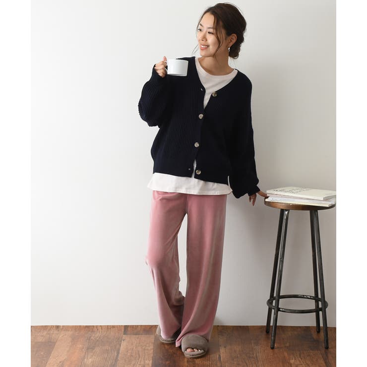 ドロスト付きベーシックベロアワイドパンツレディースボトムス秋冬光沢ベルベットロングパンツイージーパンツフルレングス9分丈ウエストゴムストレート無地シンプルリラックスイージーパンツメール便