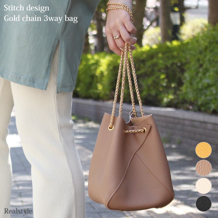 ステッチデザインゴールドチェーン3wayバッグ レディース ショルダーバッグ 品番 Jokw Real Style リアルスタイル のレディースファッション通販 Shoplist ショップリスト