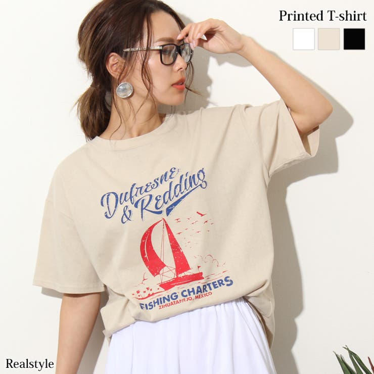 コットンヨットモチーフプリントtシャツ レディース トップス 品番 Jokw Real Style リアルスタイル のレディース ファッション通販 Shoplist ショップリスト