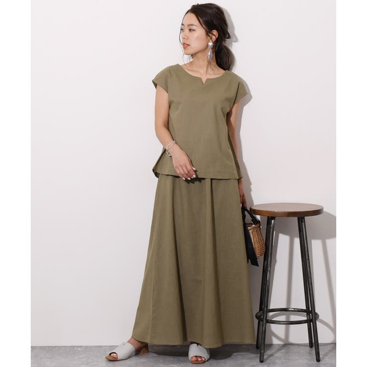 訳あってお買い得！30～80％OFF ベルト付きフレンチスリーブカットソー×フレアスカート スカート