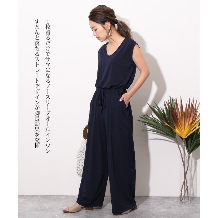 the pause黒 ノースリーブ オールインワン レディース THE PAUSE オールインワン 「THE PAUSE」テーラーカラー