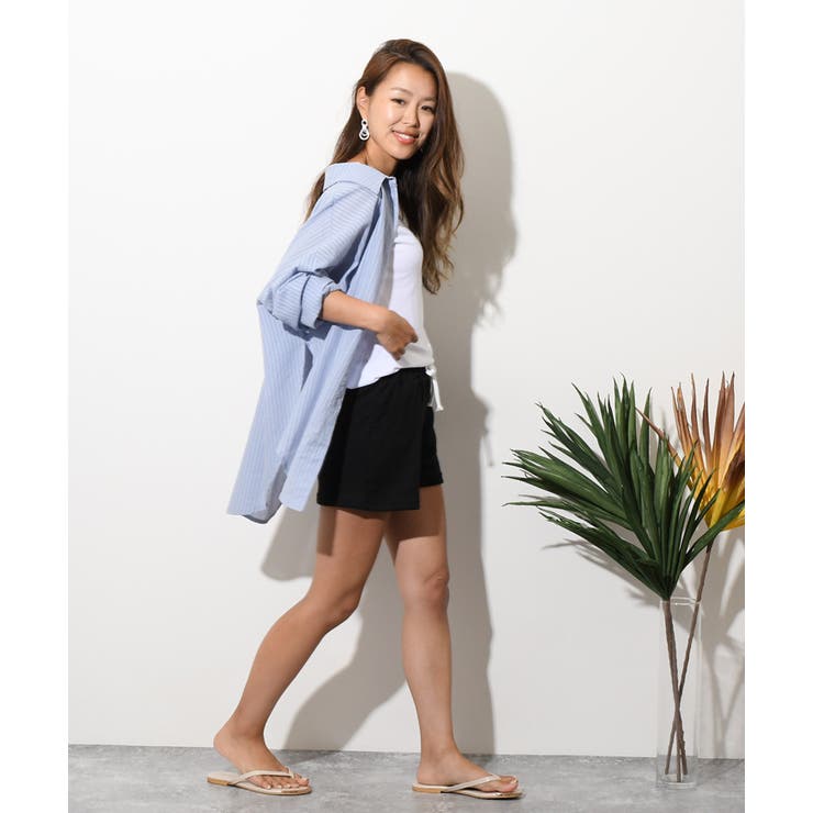 【関税込み】GUIZIO ブルー ドローストリング ショートパンツ MM6 Maison Margielaのブルー ドローストリング デニムショート