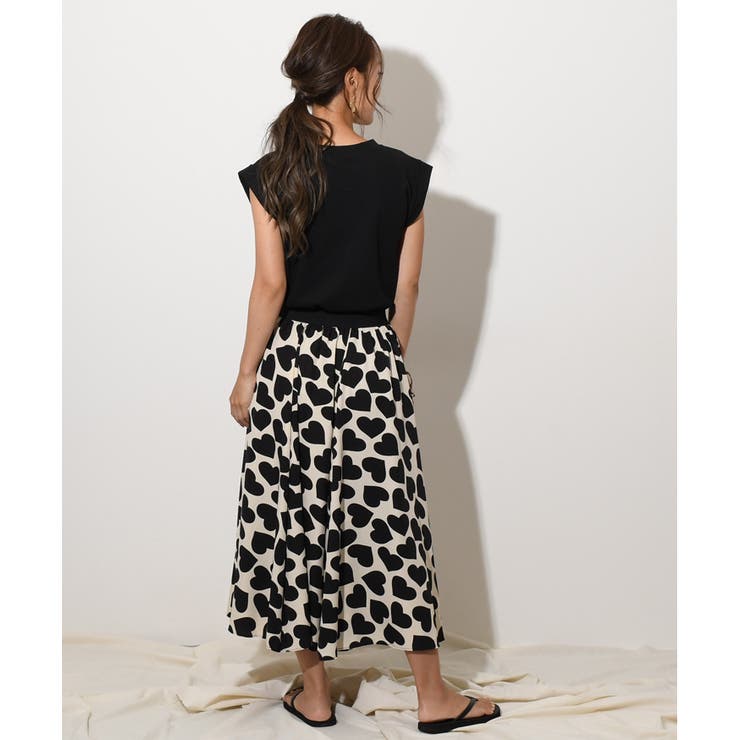 ハート柄ロングフレアスカート レディース ボトムス[品番：JOKW0009379