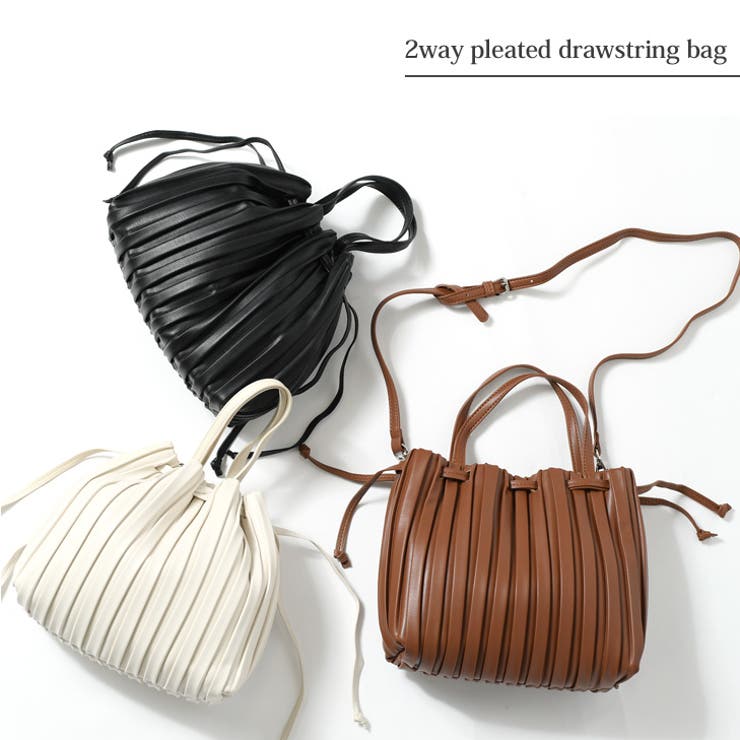 ✨極美品✨Y'S プリーツ 巾着　ハンドバック　ブラウン　茶色 2wayベーシックプリーツ巾着バッグ レディース 小さめ[品番