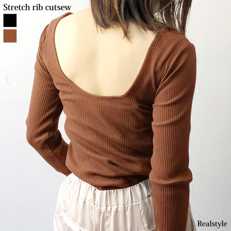 ストレッチバックオープンネックリブカットソー レディース トップス 品番 Jokw Real Style リアルスタイル のレディース ファッション通販 Shoplist ショップリスト