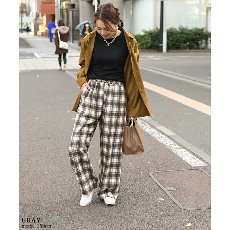 レディース チェック柄 パンツ ハイウエスト カジュアル c2726 Amazon | チェックパンツ レディース ゆったりパンツ ワイド