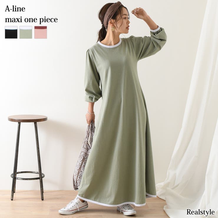 パフスリーブパイピングaラインマキシワンピース レディース 長袖 品番 Jokw Real Style リアルスタイル のレディースファッション通販 Shoplist ショップリスト
