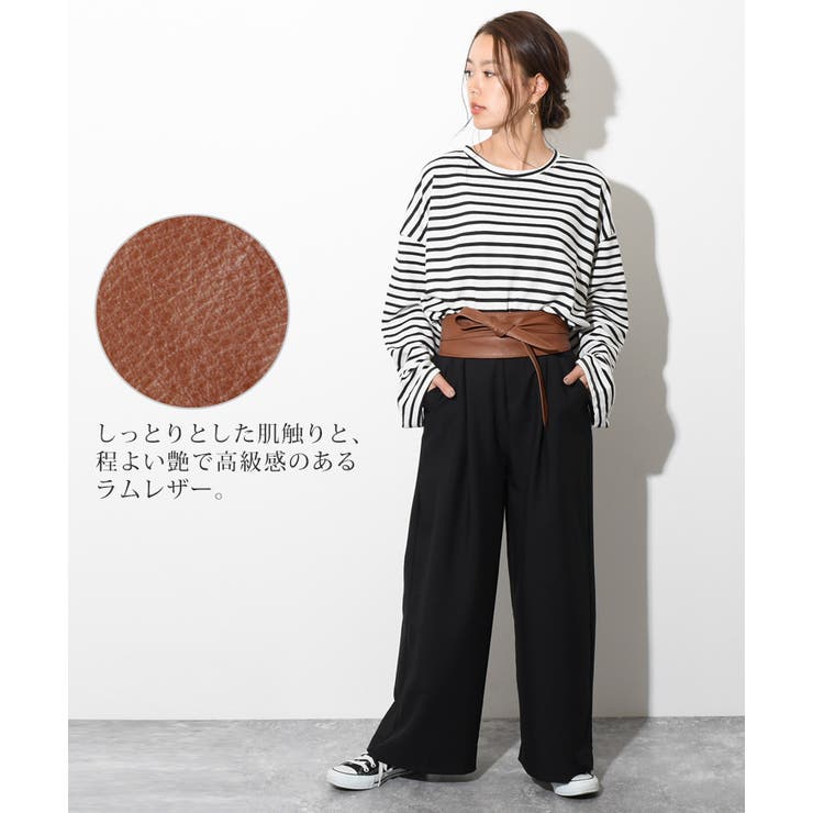 ラムレザーリボンベルト サッシュベルト ウエストマーク[品番