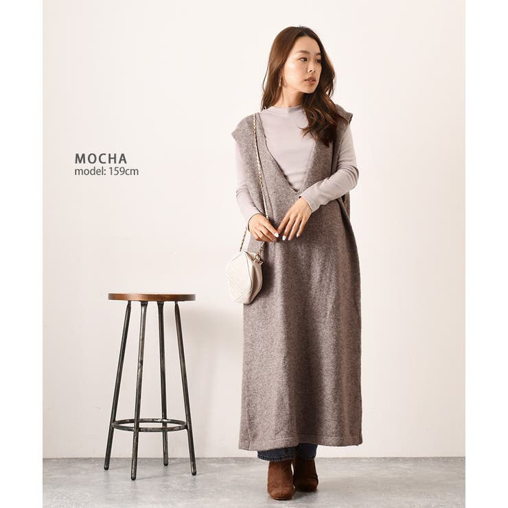 ロングベスト ワンピース レディース[品番：JOKW0013234]｜REAL