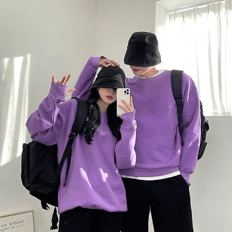 【新品同様】ロングシーズン着れる！深Vスウェット HUG.U トップス 深V スウェット 体型カバー レディース