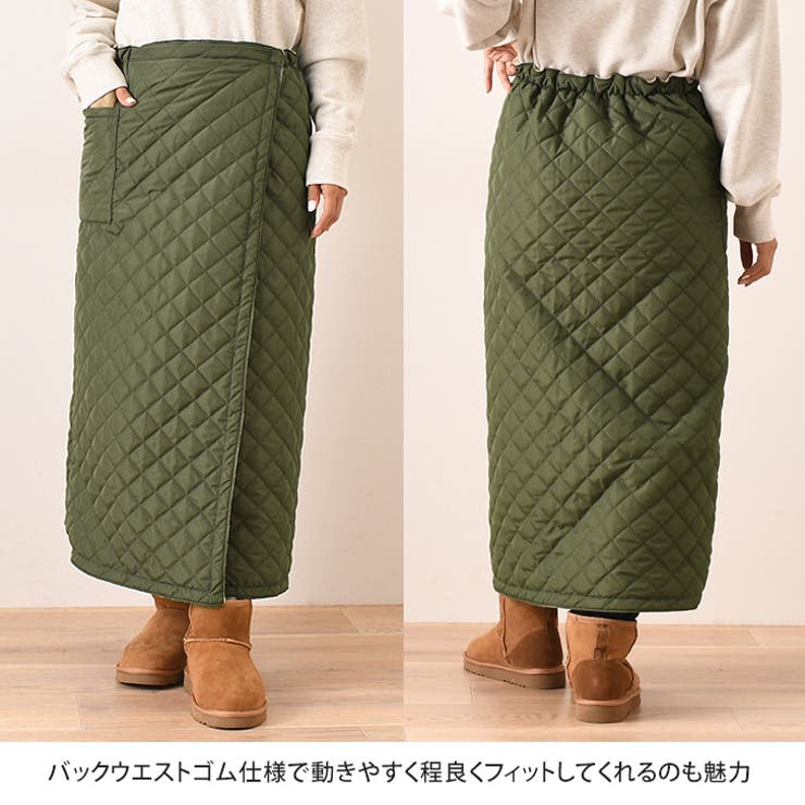 im product　巻きスカート風ロングエプロンドレス　ダークグレー リアルスタイル REAL STYLE 巻きスカート ロング ボア 裏起毛 超
