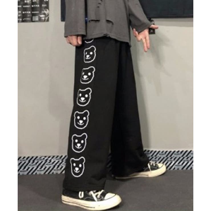 パンツ　ワイドパンツ　レディース　ユニセックス　メンズ　韓国　ゼブラ