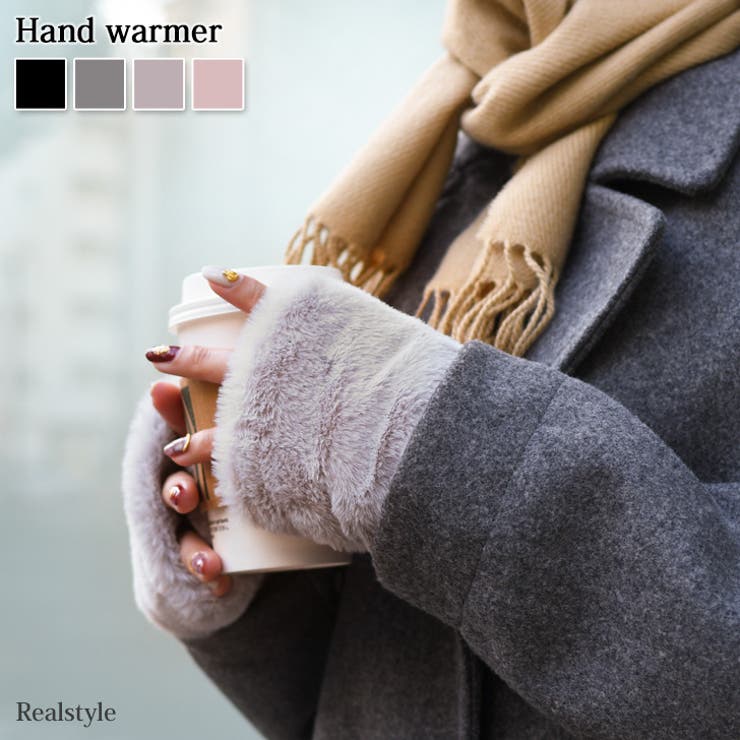♡人気‼︎♡ リアルファー 指なし 手袋(ブラック)