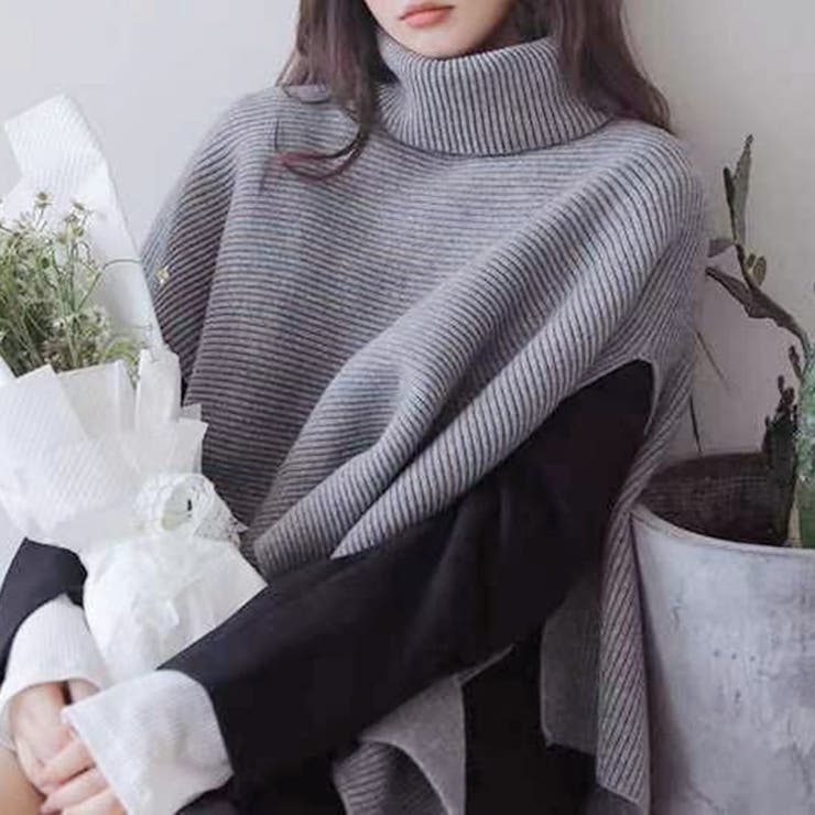 ケープ リブニット タートル[品番：JOKW0015083]｜REAL STYLE（リアル