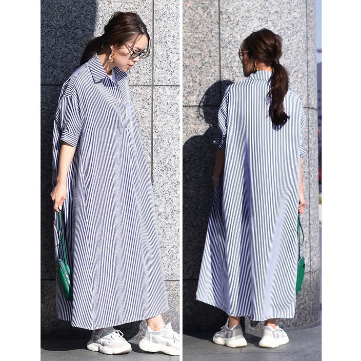 シャツ ワンピース ロング[品番：JOKW0013938]｜REAL STYLE