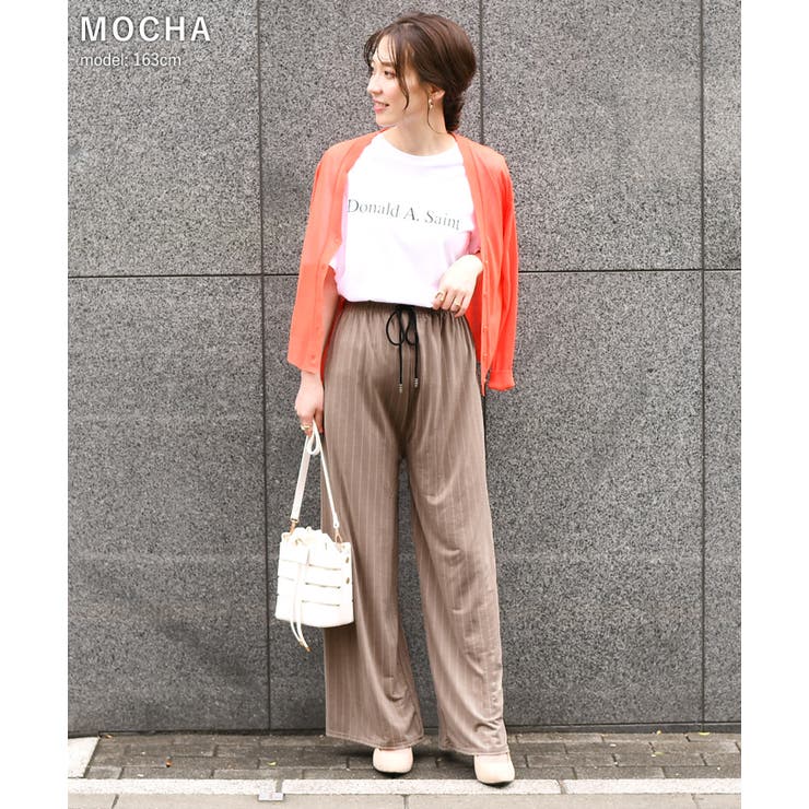 サラてろストライプワイドパンツ レディース ボトムス[品番
