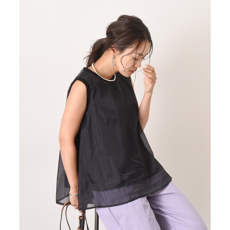 オーガンジータンクトップ オーガンジー トップス タンクトップ[品番：JOKW0014484]｜REAL STYLE