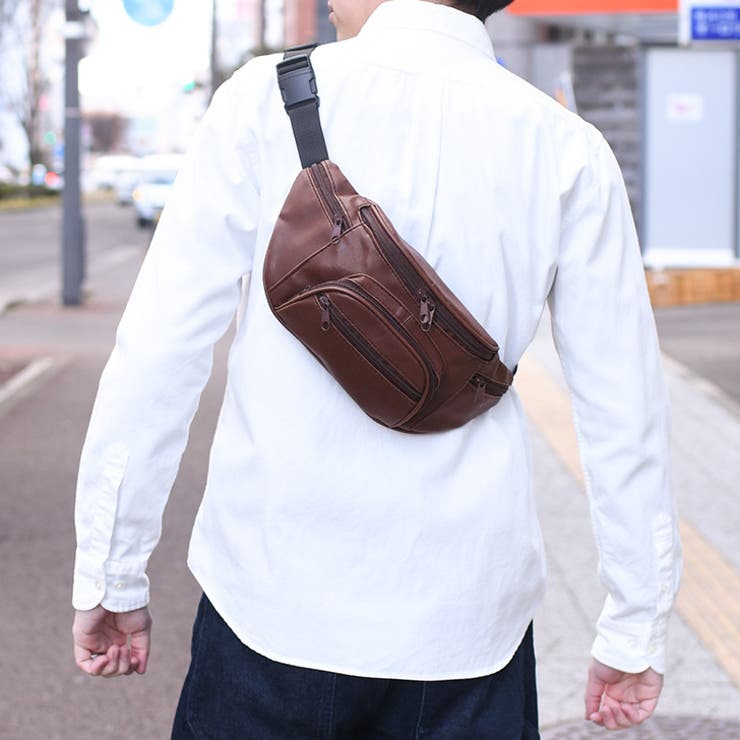 ウエストポーチ ボディバッグ フェイクレザー[品番：JOKW0015275