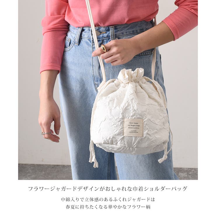 ショルダーバッグ 巾着 フラワージャガード[品番：JOKW0015351]｜REAL