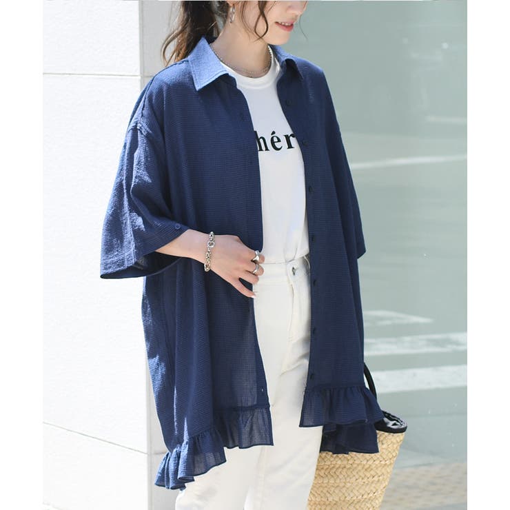 シアーシャツ レディース 半袖 ロング丈 夏 コットン 薄手 涼しい