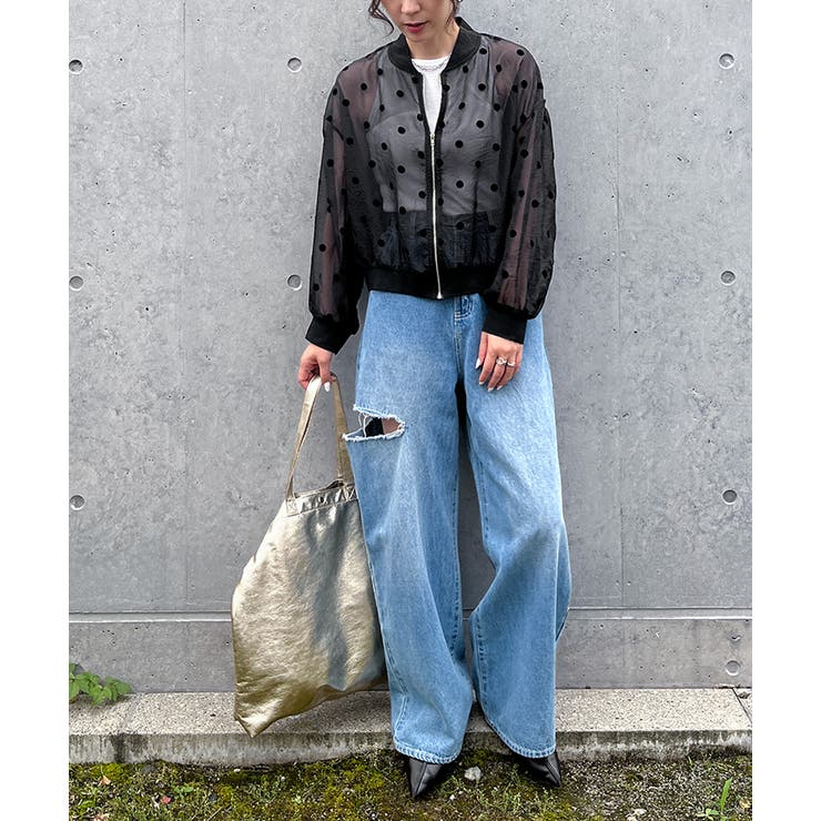 ブルゾン レディース ドット柄[品番：JOKW0015976]｜REAL STYLE