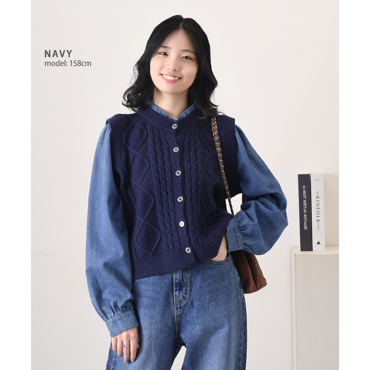 ケーブルニット シャツ レディース[品番：JOKW0016228]｜REAL