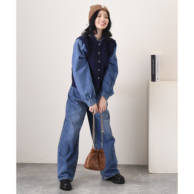 ケーブルニット シャツ レディース[品番：JOKW0016228]｜REAL