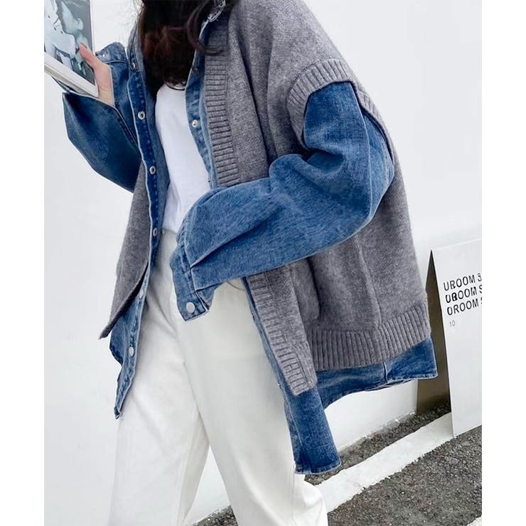 デニムジャケット ニットベスト レディース | REAL STYLE | 詳細画像7 