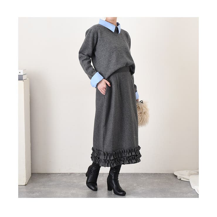 スカート ウールライク 裾フリル | REAL STYLE | 詳細画像4 