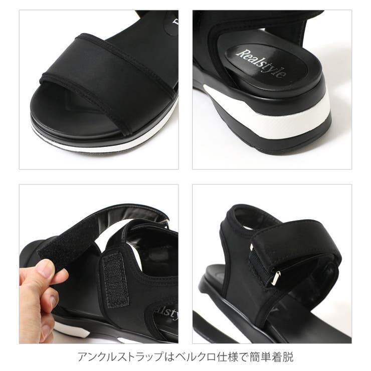 ダブルベルト厚底スポーツサンダルレディースサンダル靴スポーツサンダルスポサンコンフォートサンダル厚底バイカラースポーティーシンプルシューズダイバー素材ダブルベルト歩きやすい
