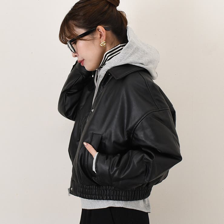 フェイクレザージャケット レディース ブルゾン | REAL STYLE | 詳細画像11 